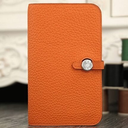 Orange knockoff designer Hermes Dogon combine wallet