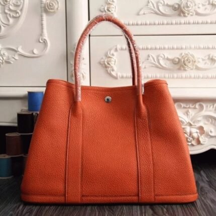 Orange Fake Luxury Hermes Garden Party 30cm Canvas Tote
