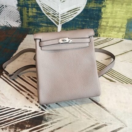 Gris Asphalt Clemence Replica High Quality Hermes Kelly Ado PM Bag