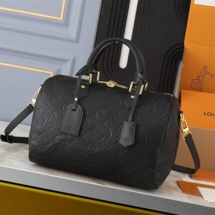 Louis Vuitton Monogram Empreinte Speedy Soft 30 Handbag In Black