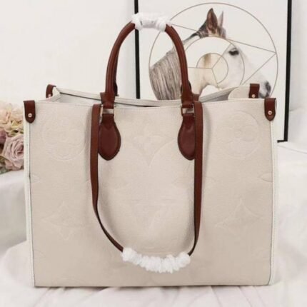 Louis Vuitton Monogram Empreinte Giant Onthego GM Tote In Cream – Brown