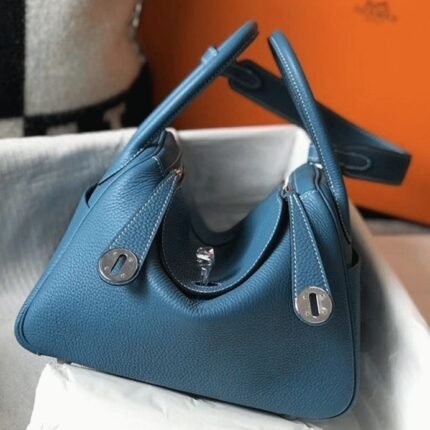 Replica Hermes Lindy 26cm bag in blue jean fabric