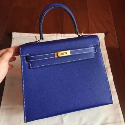Electric Blue Epsom Fake Hermes Kelly 25cm Bold Purse