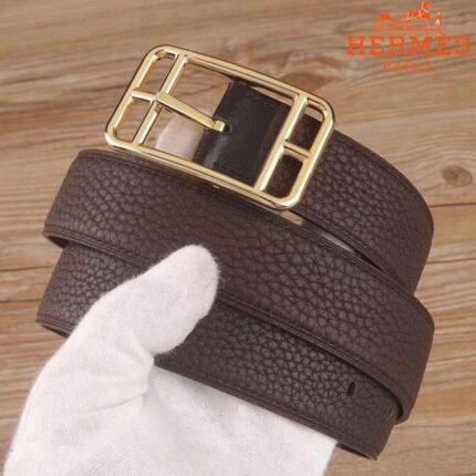 Luxury fake Hermes chocolate-colored Cape Cod 32 reversible belt