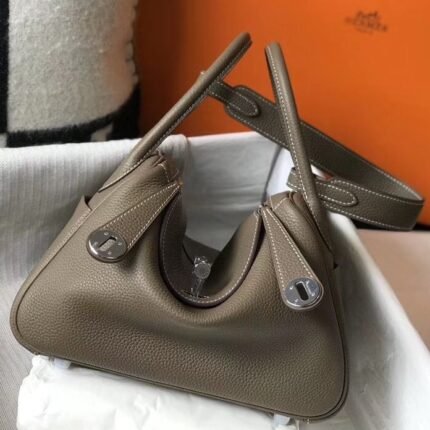 Designer replica Hermes Lindy 26cm handbag in taupe grey