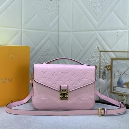LV Monogram Empreinte Leather Metis In Light Hot Pink