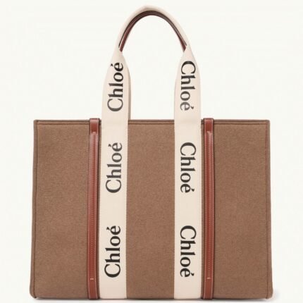 Top Quality Replica Chloe Large Woody Tote Bag In Brown Felt