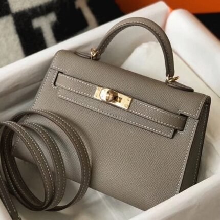 Hermes Kelly Mini II Bag Fake in Gris Asphalt